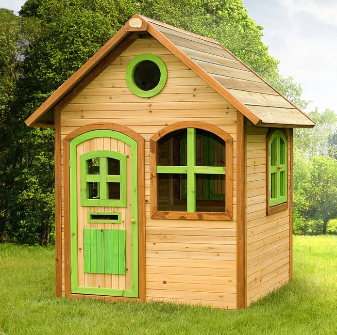 Holz-Kinder-Spielhaus Gartenspielhaus mit Tr & Fenster farbig lasiert